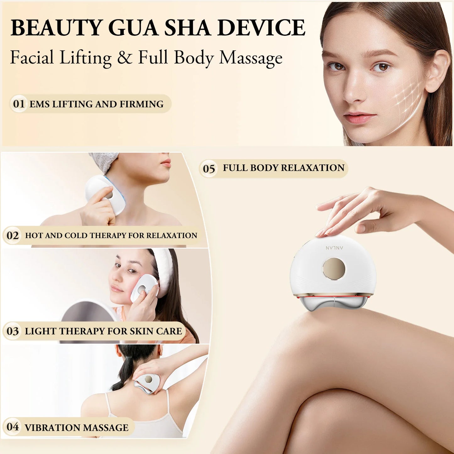 ANLAN Electric Gua sha Massager- EMS Face Lifting Skincare Therapy